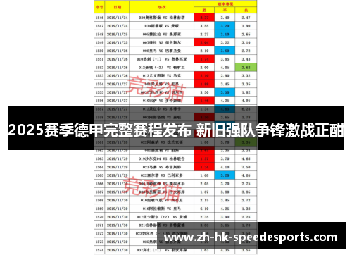 2025赛季德甲完整赛程发布 新旧强队争锋激战正酣