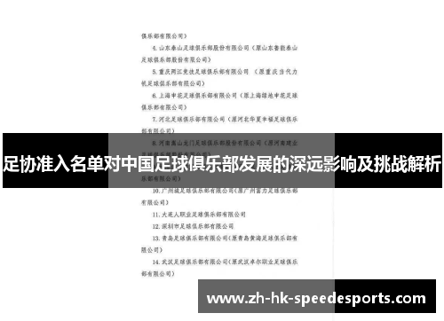 足协准入名单对中国足球俱乐部发展的深远影响及挑战解析